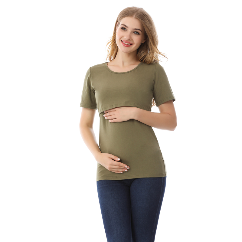 ママ看護 Tシャツマタニティトップス授乳服半袖コットンシャツ授乳ブラウスビッグサイズ S-XXL