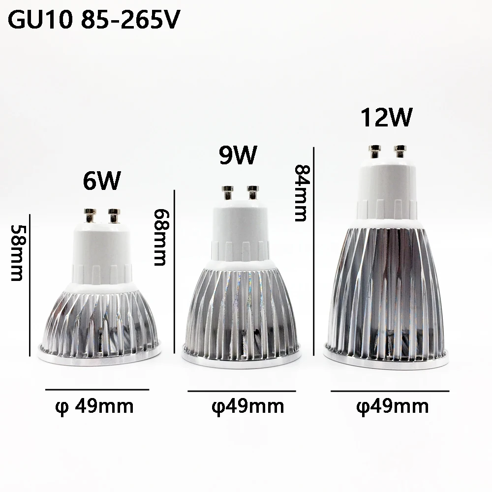 Bombilla de foco LED superbrillante GU10Light regulable Led 110V 220V AC 6W 9W 12W LED GU5.3 GU10 COB lámpara de luz LED GU 10 led GU5.3