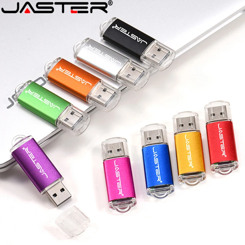 JASTER Nuovo Creativo Con Portachiavi USB 2.0 Flash Drive 128GB 64GB 32GB 16GB 8GB 4GB 128MB Pendrive Moda 9 Colori U Stick Regalo