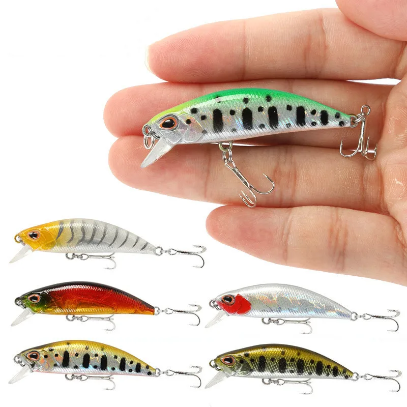 Minnow Wobblers de hundimiento, Señuelos de Pesca de 5,5 cm y 5g, cebo duro de plástico Artificial para trucha, aparejos de pesca de lubina