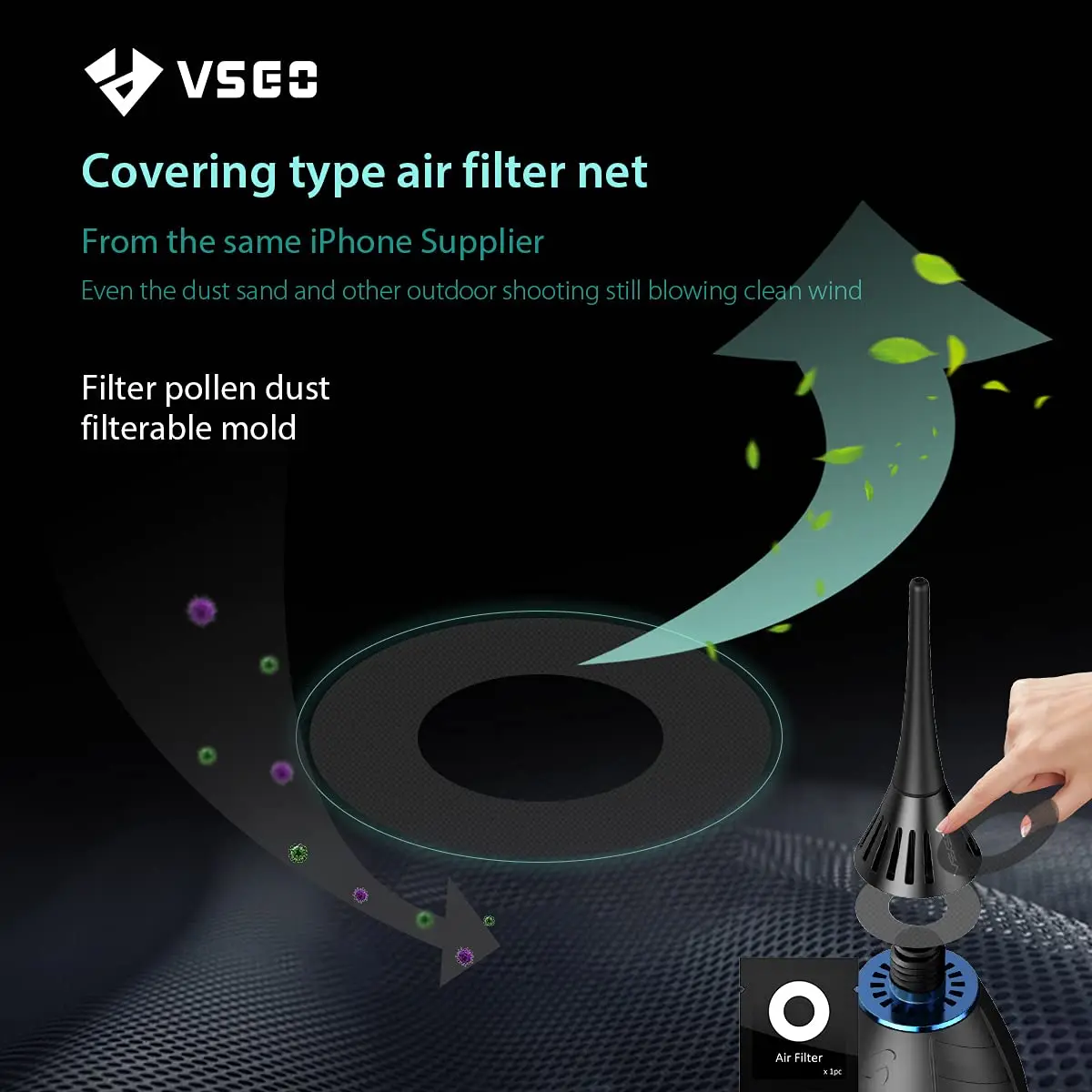 VSGO 공기 송풍기 진공 청소기, V-B02-DE 고무 청소 블래스터, DSLR 카메라 노트북 렌즈 스크린 센서용 로켓 블로우