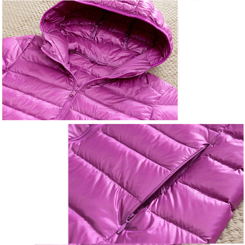 Parka puchowa damska ultralekka cienka kurtka puchowa 2025 jesienno-zimowa wąska krótka z kapturem ciepły biały płaszcz z kaczego puchu damska odzież wierzchnia