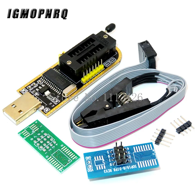Módulo programador USB BIOS Flash EEPROM serie CH341A 24 25 + Clip de prueba SOIC8 SOP8 para EEPROM 93CXX / 25CXX / 24CXX