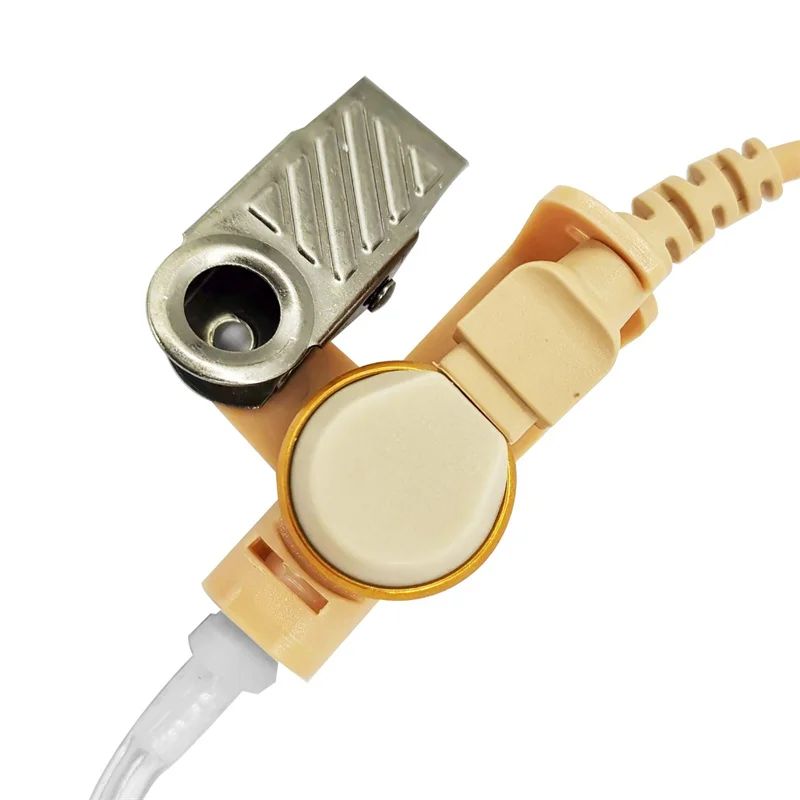 音響エアチューブイヤホン、モトローララジオスピーカーマイク用警察ヘッドセット、ベージュ3.5mm、1ピンリスニング専用監視秘密