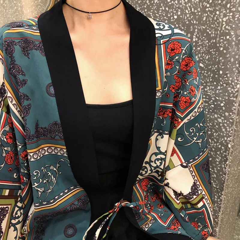 Phụ Nữ Áo Cardigan Đi Biển Phong Cách Mùa Hè Phối Ren Nữ Retro In Đời Boho Tay Cánh Dơi Chống Nắng Áo Sơ Mi Cao Cấp