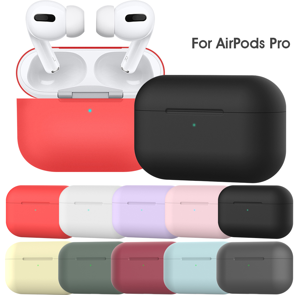 Funda protectora de silicona para AirPods Pro, funda suave con gancho, Color sólido, 2, 1