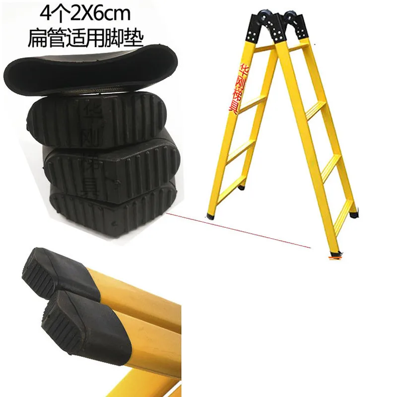4 ชิ้นหนาลื่นอลูมิเนียมบันไดขา caps ยางรูปไข่ท่อแนวนอนปลั๊ก Protector แผ่นตารางเท้าฝุ่น