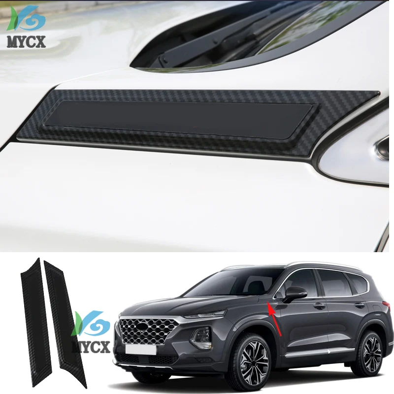 Aksesori Mobil untuk Hyundai Santafe 2019 Side Mark Santa Fe stiker hiasan mobil serat karbon krom tanda samping 2020 Fender