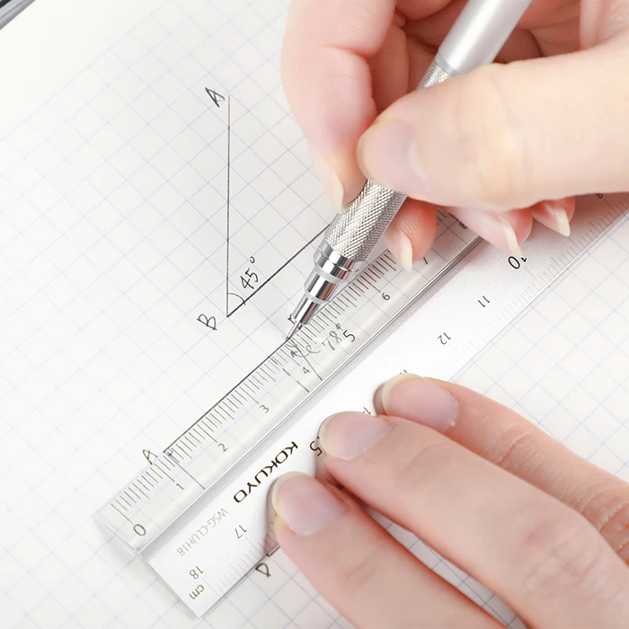 KOKUYO-Regla de aluminio multifuncional de alta precisión, estilo Retro, papelería para estudiantes, regla translúcida/plegable, 18cm, Japón