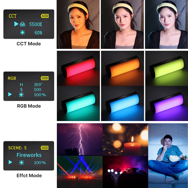 Ulanzi Tôi-Đèn VL119 RGB Cầm Tay Đèn Cây Đũa Phép LED RGB Dính 2500-9000K Chụp Ảnh Chiếu Sáng Từ Ống ánh Sáng Cho Video Vlog