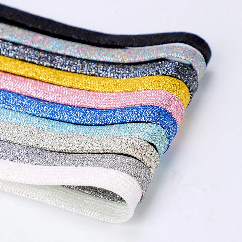 1 paio di lacci glitter alla moda lacci piatti colorati per scarpe da ginnastica da corsa atletiche scarpe da ginnastica stivali stringhe di lacci di larghezza 1 cm