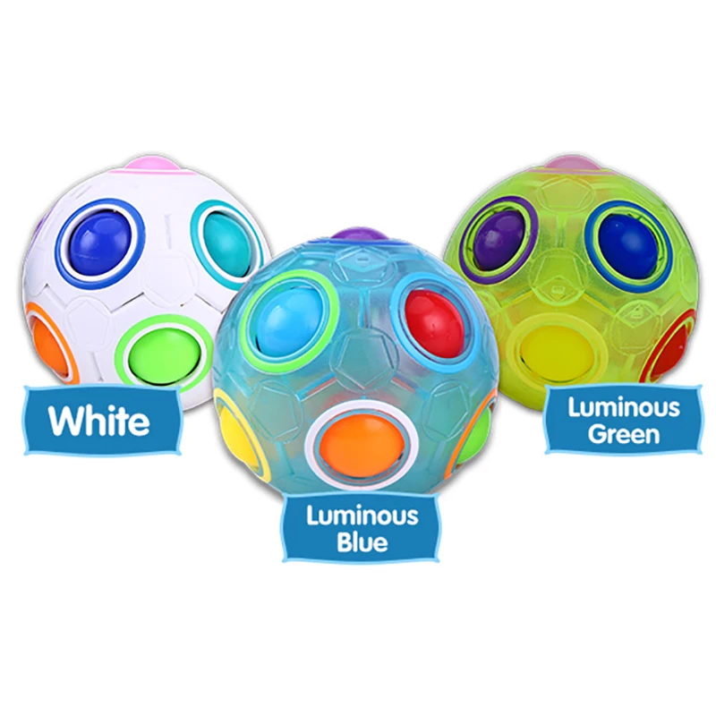 Regenbogen Ball Puzzle Zauberwürfel Fußball Zappelspielzeug Leuchtende 3D-Gehirnportaufgaben Anti Stress Relief Lernspiel für Kinder Erwachsene