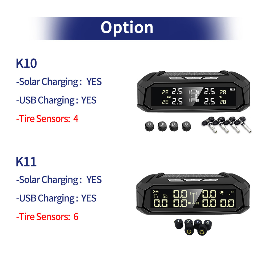 Tpms 6 sensores 8 bar usb solar auto sem fio alarme de carro teyes sensor dispositivos eletrônicos acessórios estacionamento para carros sistema kit