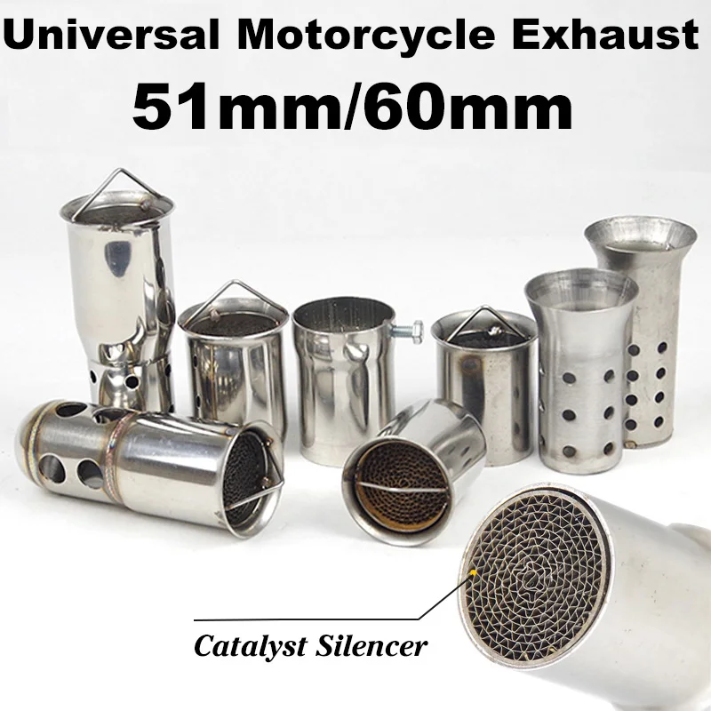 Выхлопная труба Выхлопная система DB Killer Catalyst Мотоцикл Глушитель Глушитель Шумоглушитель 51 мм 60 мм Универсальный выхлоп
