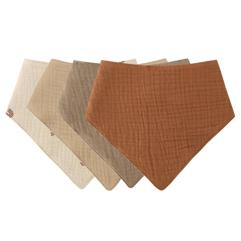 Babador de algodão para recém-nascidos, lenço triangular, toalha de alimentação, para saliva, de cor sólida, para meninos e meninas, presente de 4 modos