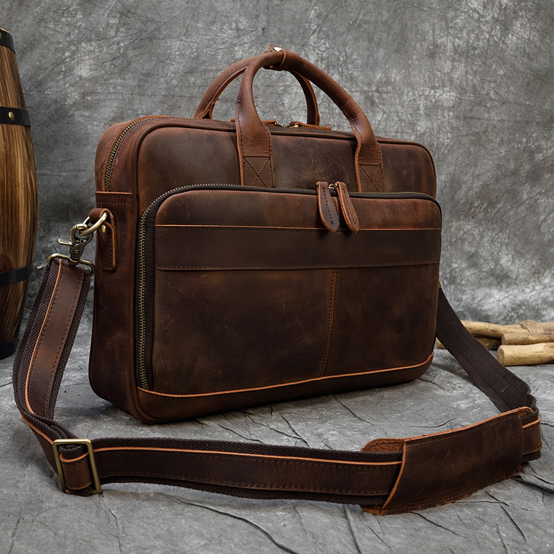 Retro teczka na laptopa torba torebki z prawdziwej skóry Casual 15.6 "torba biznesowa codzienna torba robocza torby męskie torba męska na dokumenty