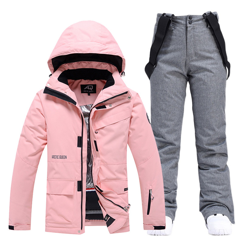 Women's Winter Snow Suit Sets Snowboarding Clothing Skiing Costume 10k Waterproof Windproof Ice Coat Jackets and Strap Pants
