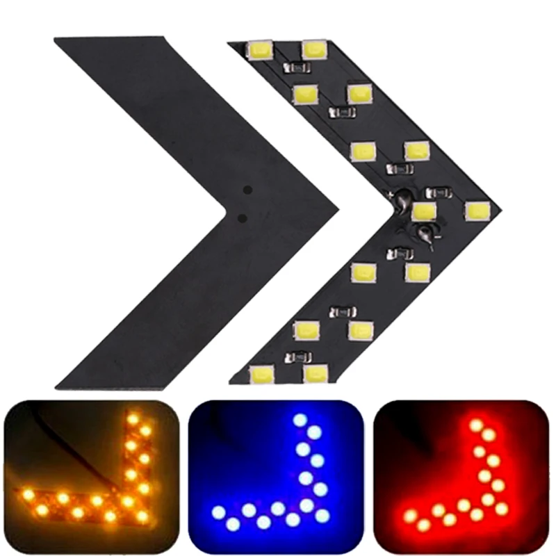 1x luz LED de intermitente de estilo de coche espejo retrovisor paneles de flecha luz indicadora bombilla de señal de espejo retrovisor 12V 14 SMD amarillo