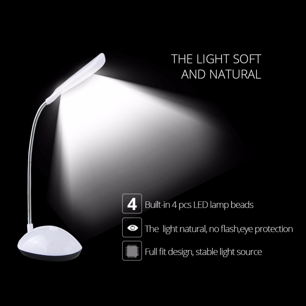 Mini lámpara LED de escritorio de 4 colores, luz de libro con batería AAA, protección ocular, lámpara de mesa de estudio para niños