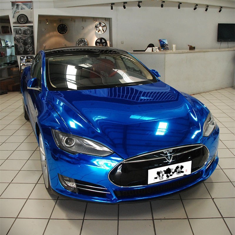 Glossy Silver Mirror Chrome Vinyl Film Wrap Car Wraps Foil Car Sticker Bubble Free