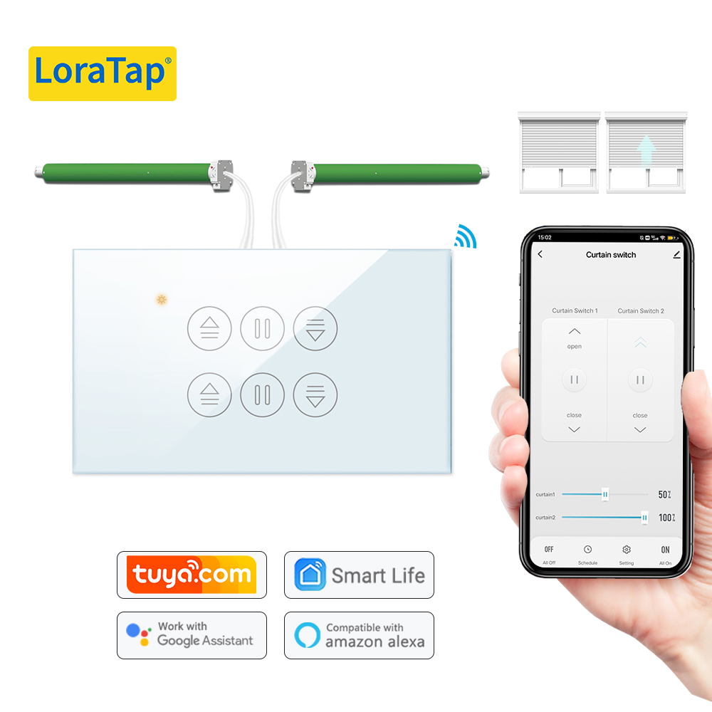 LoraTap Tuya UNS Vorhang Schalter für Rohr motor Jalousien Fernbedienung durch Smart Leben Google Home Alexa App Stimme Bedienen unterstützung