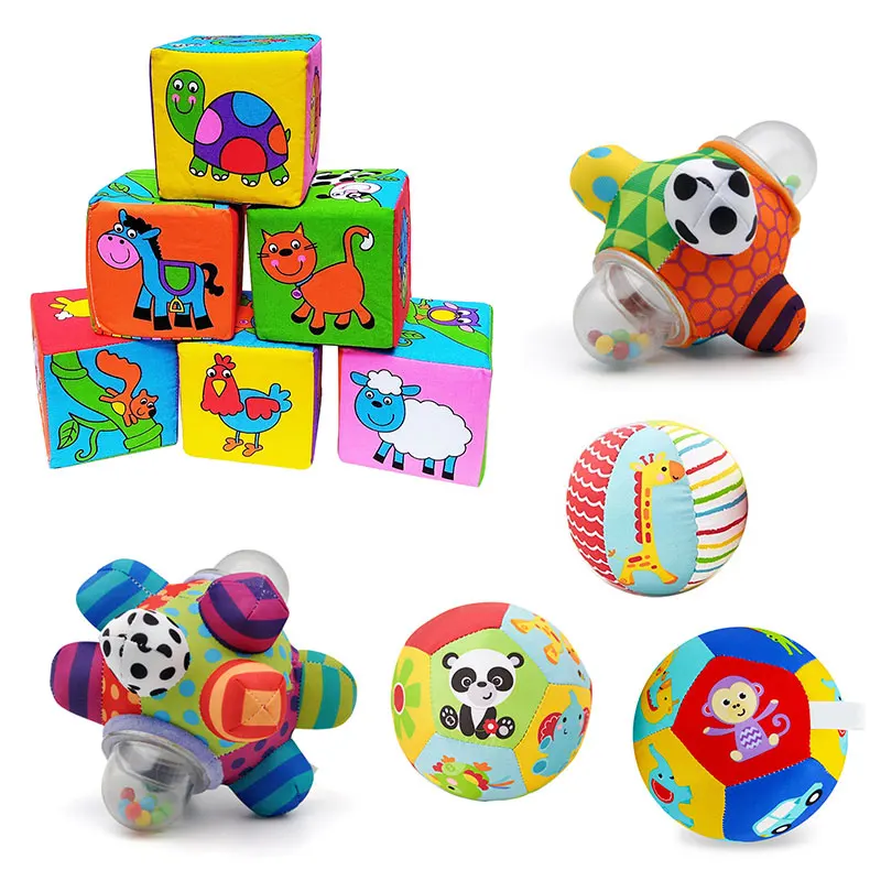 Mobile Magic Soft Cube With Rattle Toys For Babies 0 12 Months Cloth Puzzle Sensory Blocks Infant Educational Children Rattles