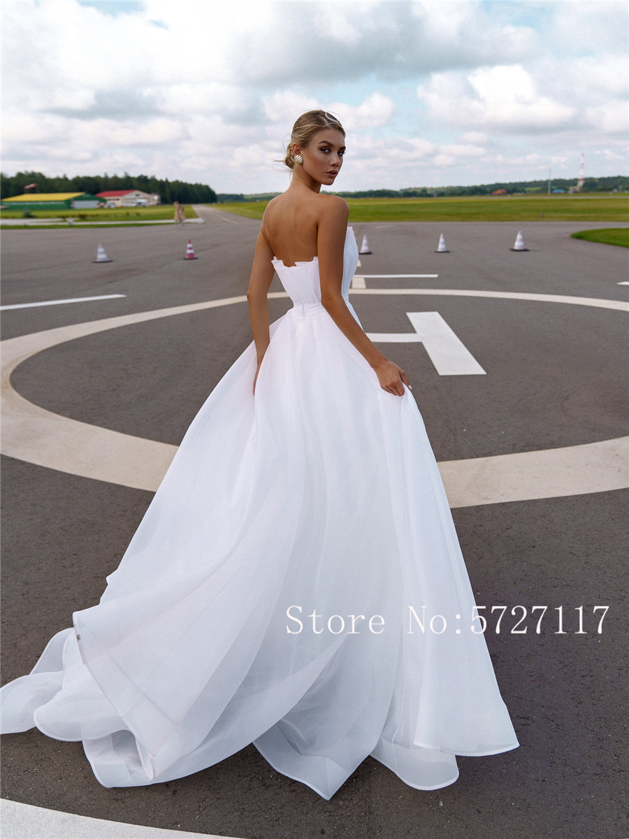 Vestidos de baile com corpete franzido sem alças 2080 vestido de casamento de organza com mangas compridas destacáveis vestidos de noiva império