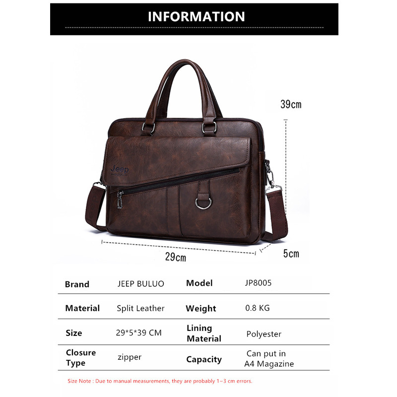 JEEP BULUO Männer Aktentasche Split Leder Laptop Neue Tasche 14 "PC Arzt Anwalt Computer Tasche Totes Männlichen Vintage Business männer Taschen