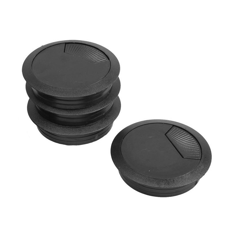 5個黒70ミリメートル径ラウンドプラスチックケーブル穴はパソコンデスク用カバー