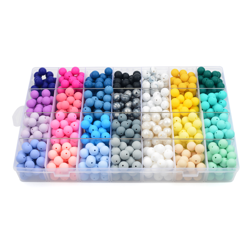 LOFCA 12Mm 50 Cái/lốc Silicone Hạt Mọc Răng Vòng Cổ Bé Miếng Dán Đồ Chơi Silicone Không Chứa BPA Mọc Răng Hạt Vòng Tay Sơ Sinh Điều Dưỡng