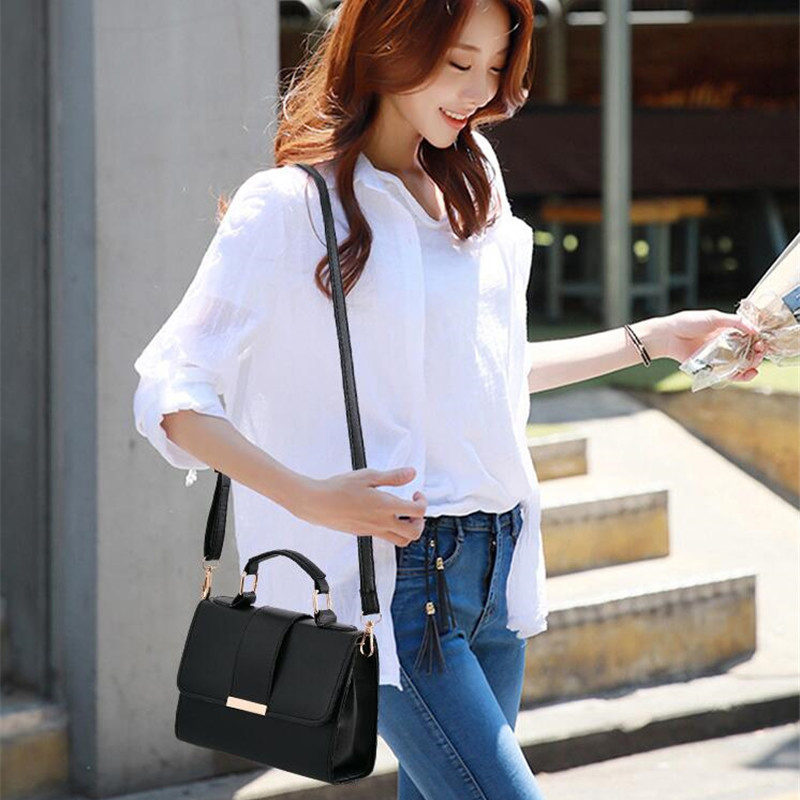 ขายร้อน Flap Sling ไหล่กระเป๋าผู้หญิงสีทึบ Crossbody Messenger กระเป๋าหญิงกระเป๋าถือหนังกระเป๋า