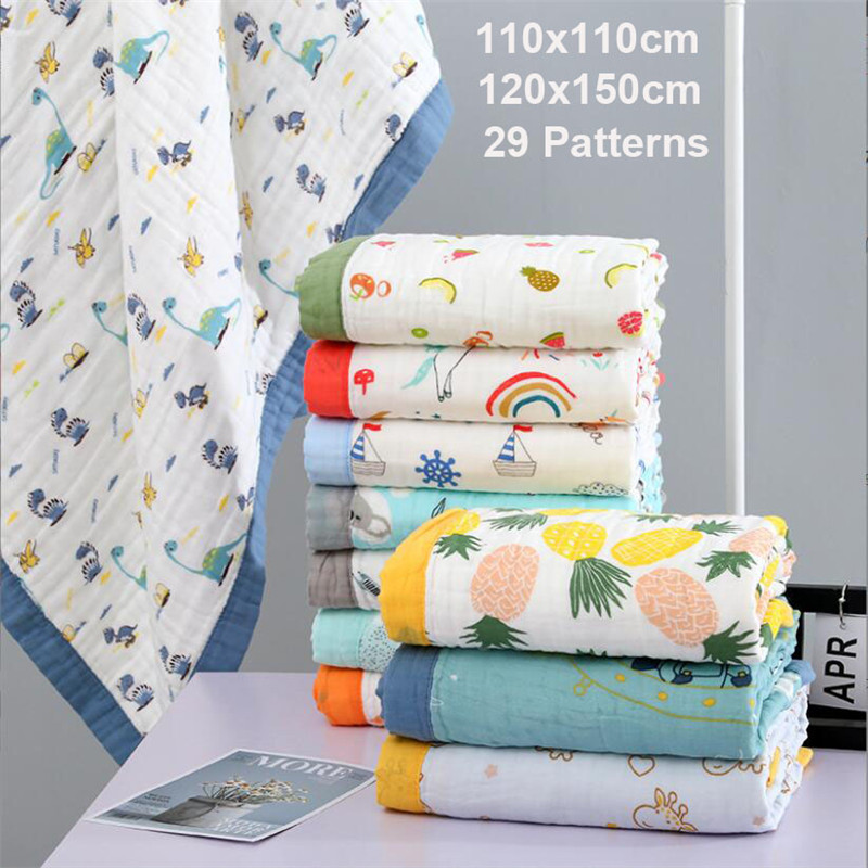 110x110 cm 120x150 cm 6 couches mousseline garçon fille enfants enfants sommeil couverture Swaddle serviette de bain 100% coton nouveau-né enveloppement bébé couverture