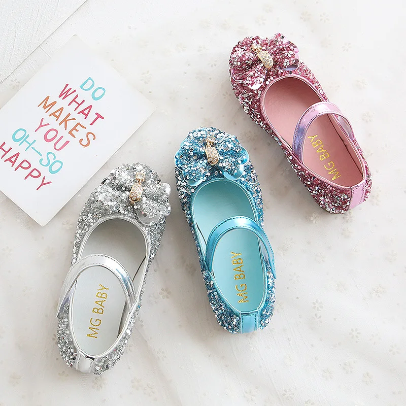 แฟชั่นรองเท้าเด็กรองเท้า Sequins Rhinestone เจ้าหญิงผีเสื้อรองเท้ารองเท้านักเรียนฤดูใบไม้ร่วงใหม่2022