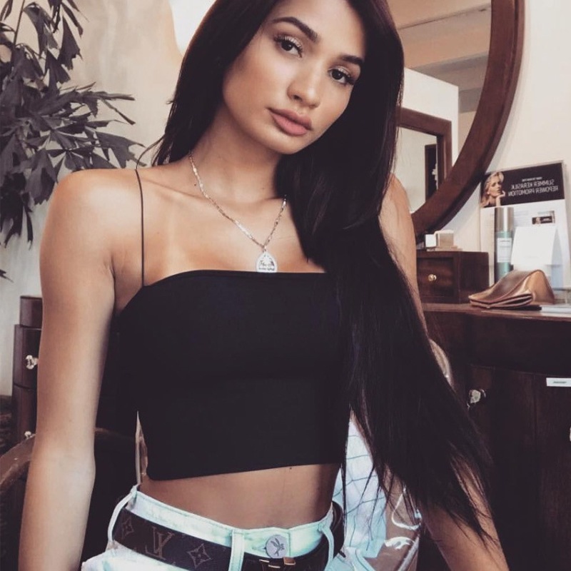 2024 ใหม่แฟชั่นผู้หญิงสปาเก็ตตี้Strap Crop Topเซ็กซี่Bodycon Cami Tube Top BasicธรรมดาCamisole