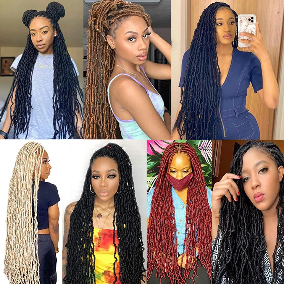 Faux Locs Häkelhaar 18 24 36 Zoll Faux Locs Häkelzöpfe Cheveux Synthetisches lockiges Haar Soft Locs Meche Pour Häkelzopf