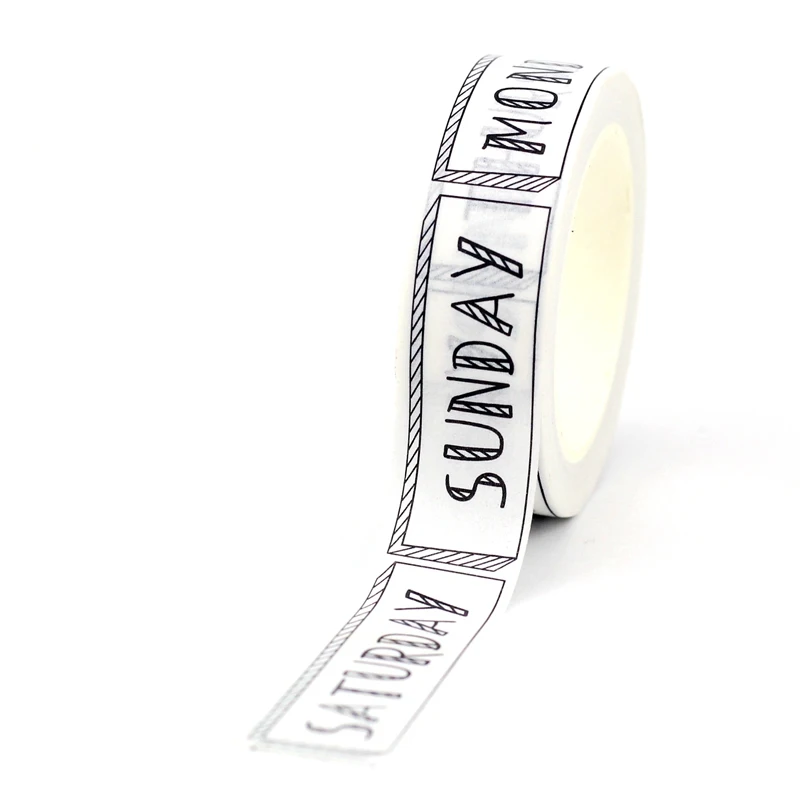 Cintas Washi decorativas de la semana en blanco y negro, 1 unidad, 10M, álbum de recortes japonés, cinta adhesiva para diario, papelería