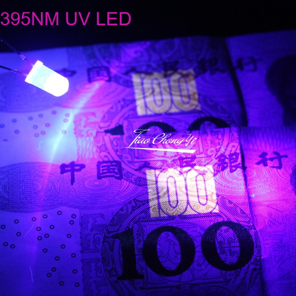 100PCS UV LED Diode DIP 3mm 5mm Diodes Clear UV 395nm LED Ultraviolet Ultra Violet LED Kit