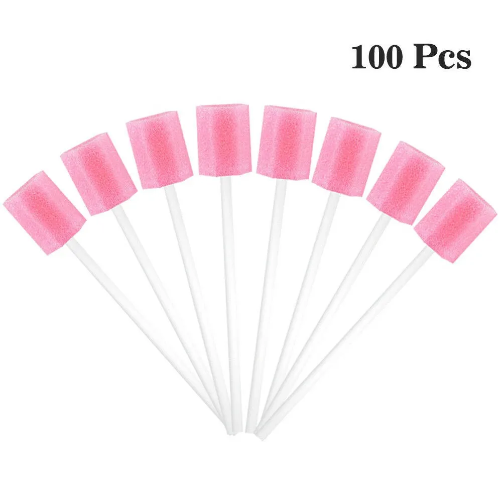 Cuidados orais descartáveis esponja cabeça cotonete, Tooth limpeza boca cotonetes com vara, Medical Dental Use Tool, Atacado, 13,5 cm, 100pcs