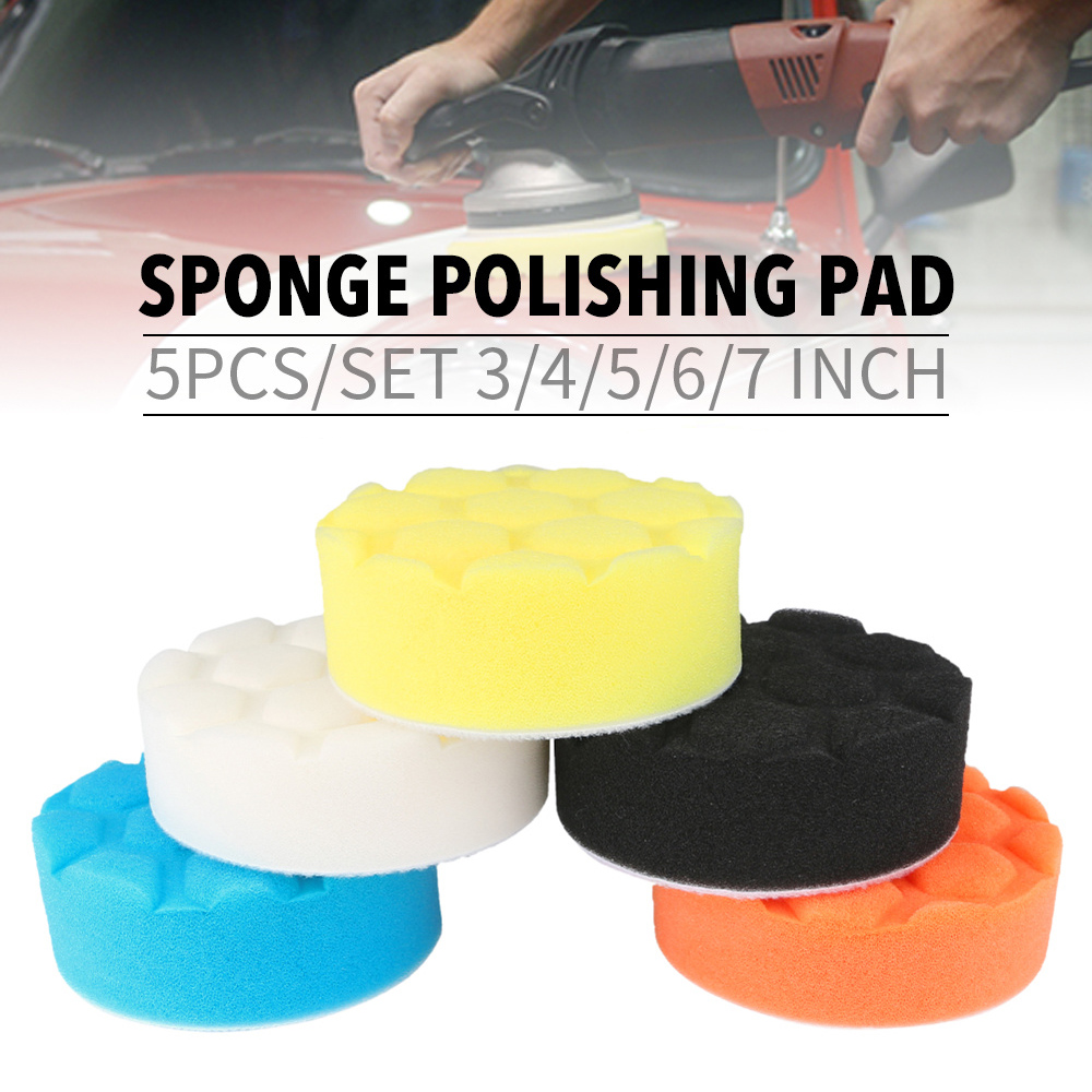 5 pezzi / set tampone per lucidatura per ceratura per auto disco per lucidatura 3/4/5 / pollici strumenti di riparazione per la cura automatica tamponi per cera per dettagli auto composto tampone
