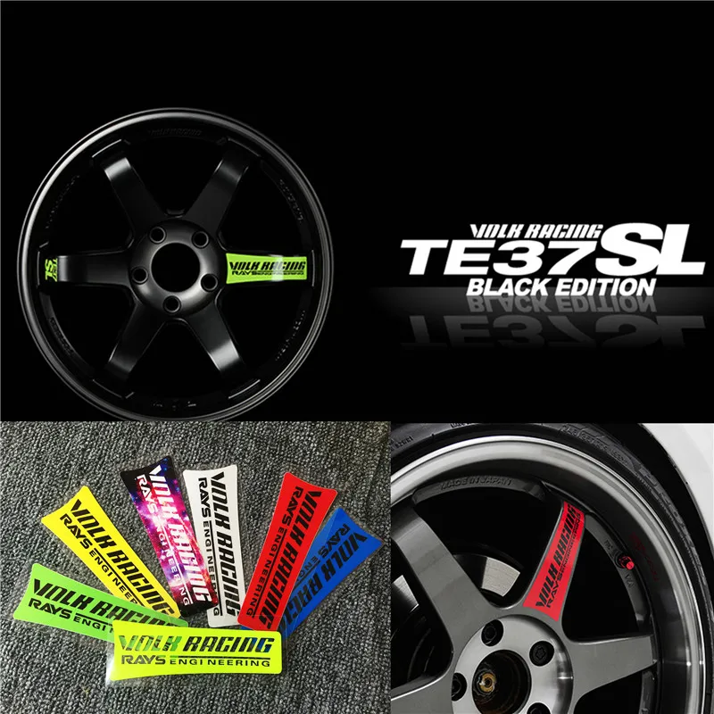 Pegatinas para rueda de coche Volk Racing TE37 SL, 4 piezas, impermeables, reflectantes, decoración
