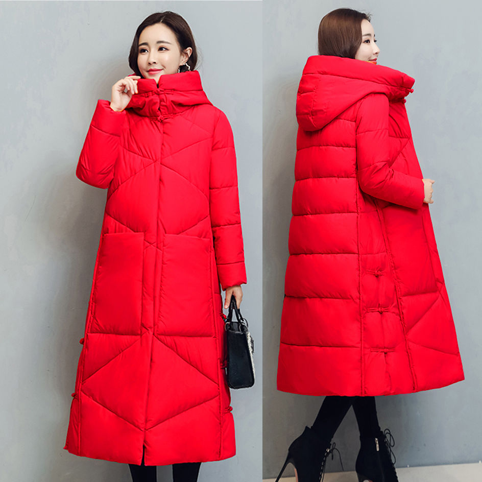 Inverno longo casaco feminino 2024 moda novo engrossar algodão acolchoado quente neve outerwear solto feminino à prova de vento com capuz jaqueta parkas