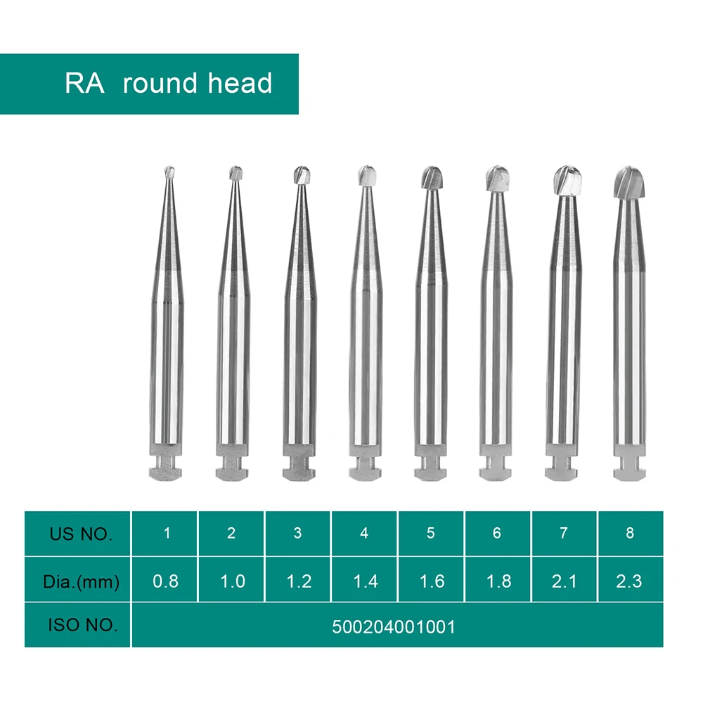 AZDENT 5 ชิ้น/กล่องทันตกรรมทังสเตนคาร์ไบด์ Burs Low Speed รอบ RA Series สําหรับทันตกรรม Lab หรือ Clinic Shank Dia. = 2.35 มม. ความยาว = 22.5 มม.