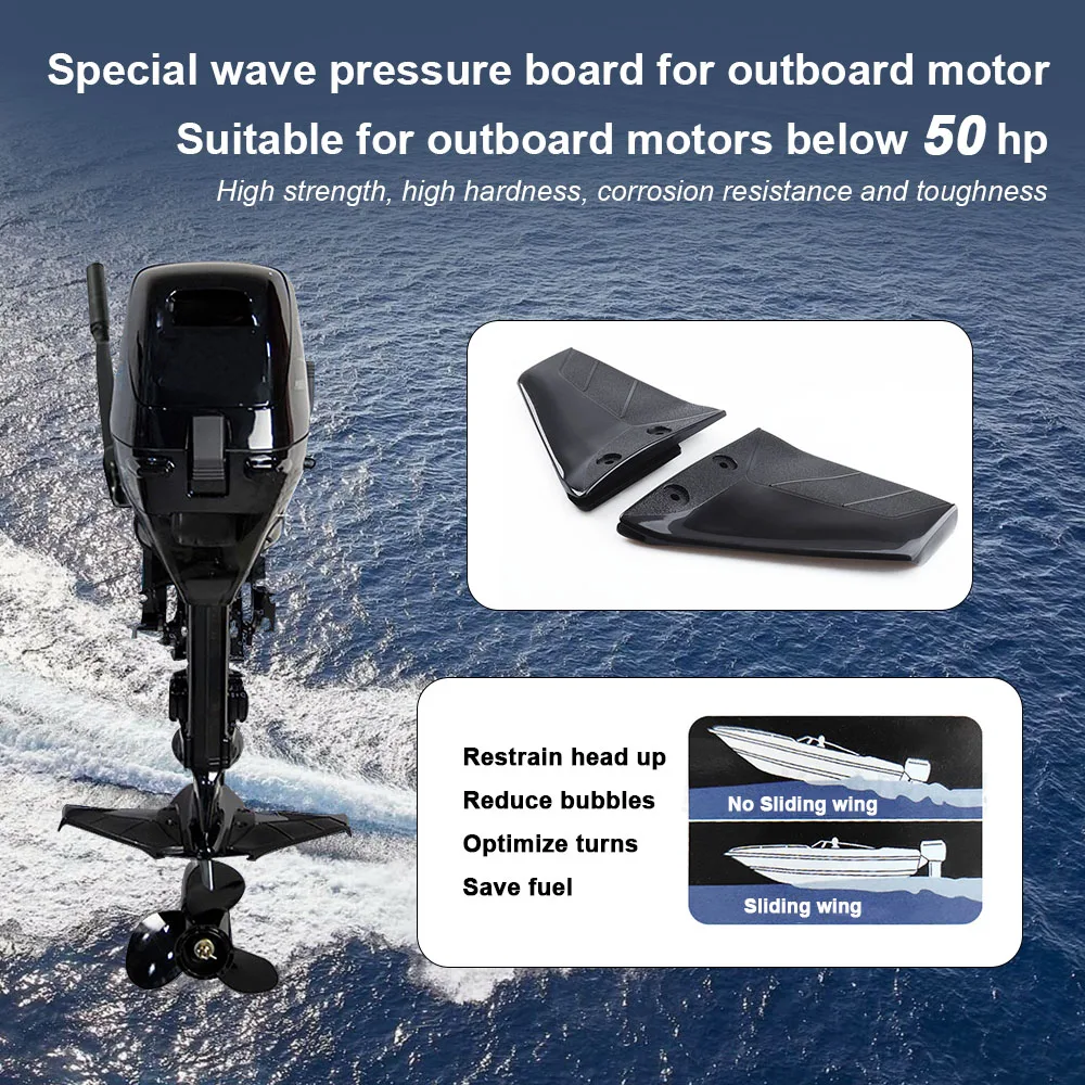 1 Paar Kleine Draagvleugelboot Motor Stabilisator Enigne Componenten Voor 4-50 Pk Buitenboordmoer Abs Zwarte Bootonderdelen