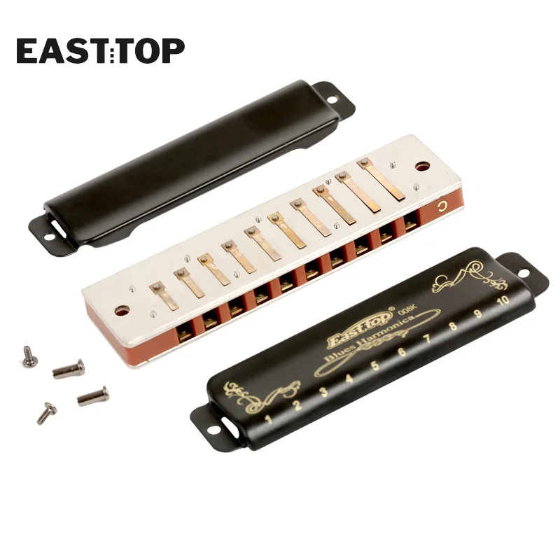 EASTTOP T008K ключ C Новая гармоника синего цвета, латунные перекладины, фосфор, бронзовые трости, диатоническая сизовая арфа, хорошая гармошка
