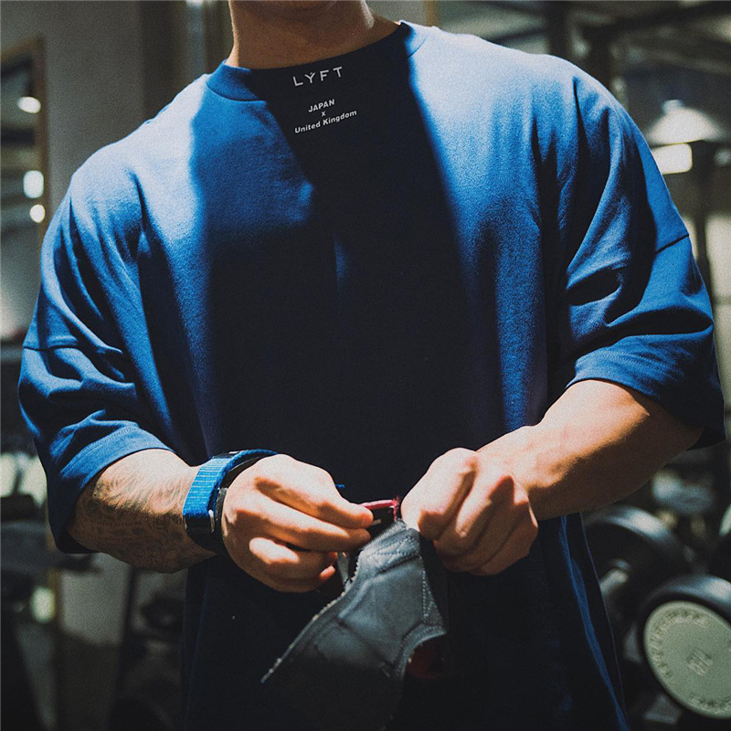 Camiseta deportiva de algodón para gimnasio de Japón y Reino Unido, camiseta para correr de manga corta para hombre, camisetas de entrenamiento para hombre, camisetas holgadas de talla grande M-XXXL para Fitness