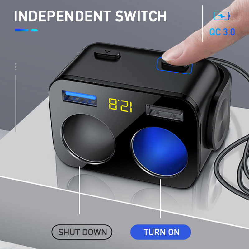 BLALION 車のシガージャックソケットアダプター自動シガーライター QC3.0 急速充電器デュアル USB 多機能ソケットスプリッター 12V 66 ワット