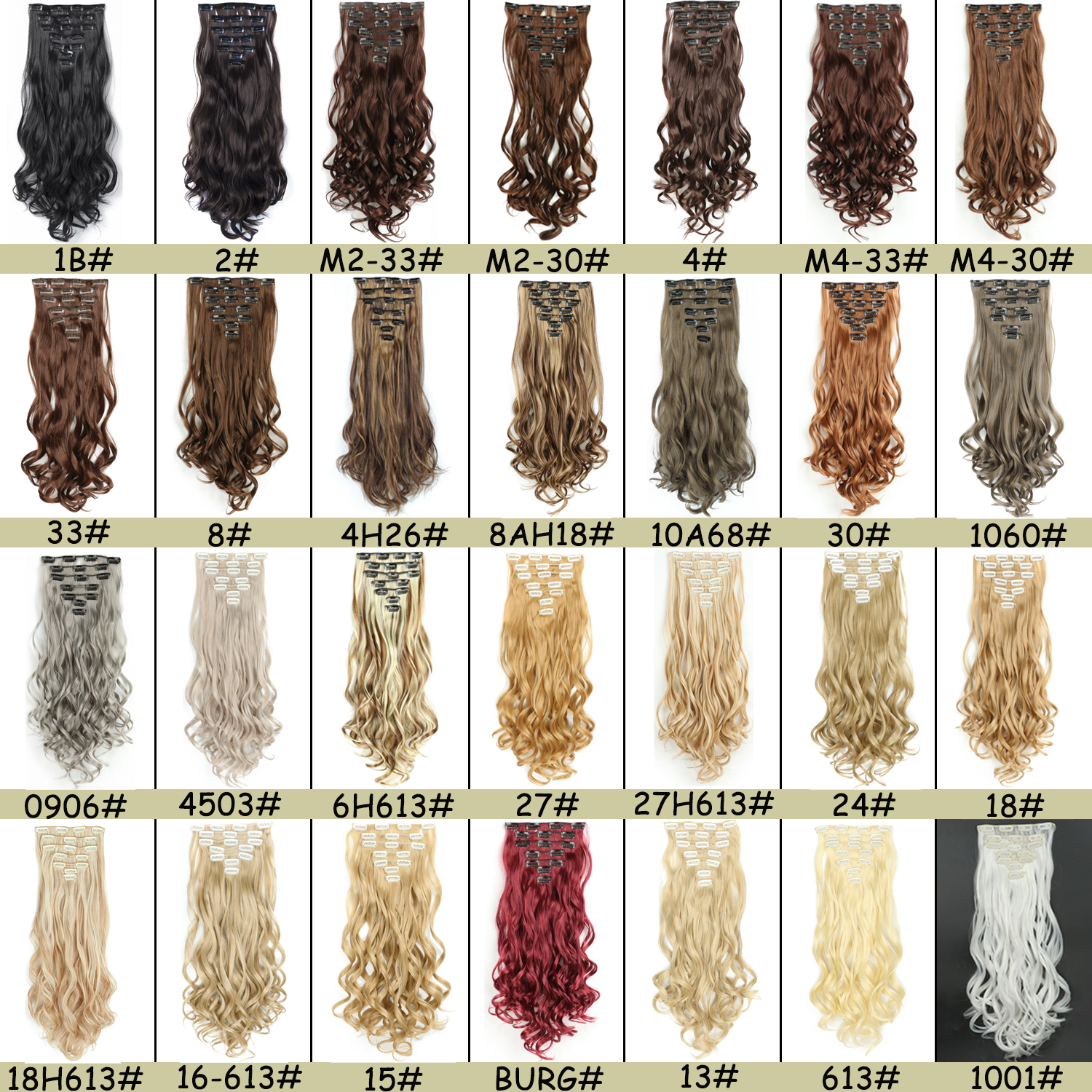 NICESY 16 คลิปสังเคราะห์ 24 นิ้วผมยาวหยิก Hairpiece ความร้อนทน Hair EXTENSION คลิป Ombre สีดําสีน้ําตาลสีบลอนด์ผู้หญิง