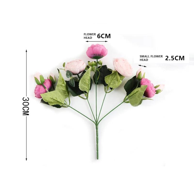 Kèm 1 Lụa Hoa Mẫu Đơn Hoa Trang Trí Nhà Phụ Kiện Tiệc Cưới Sổ Lưu Giả Thực Vật Tự Làm Pompons Nhân Tạo Hoa Hồng Hoa