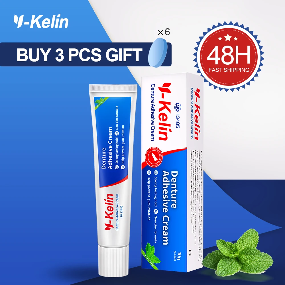 Y-Kelin 틀니 접착제 크림 40g Cull & 부분 틀니 접착 보철물 고정용 강력한 홀드 접착제