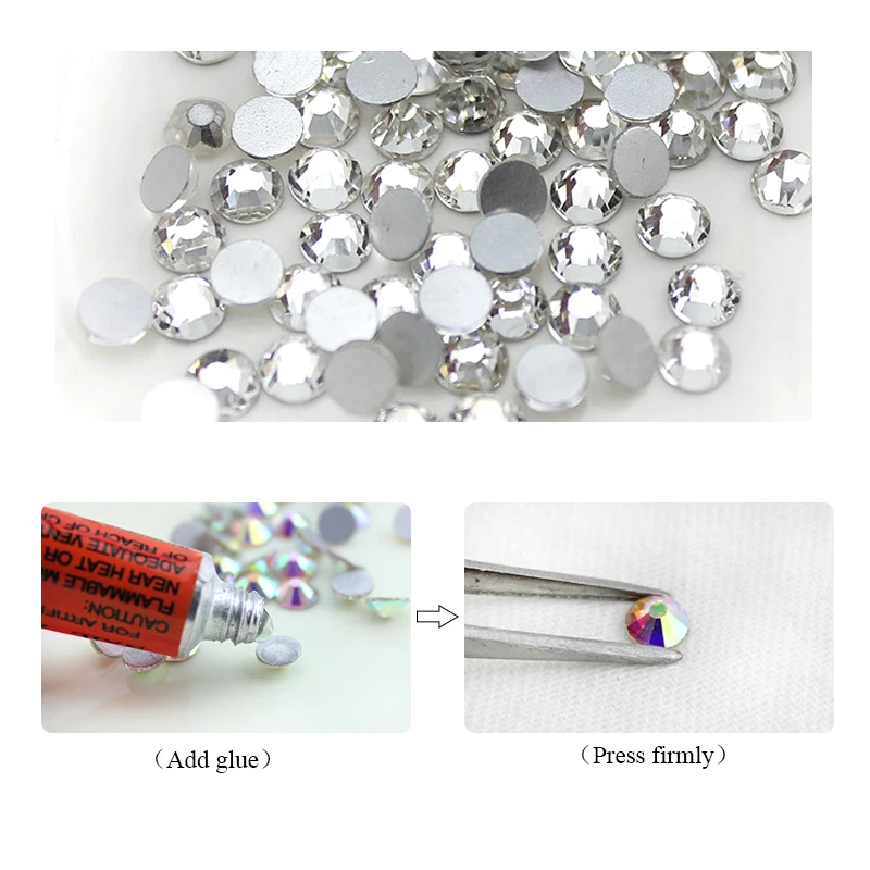 Chất Lượng Hàng Đầu SS3-SS40 Trong Suốt Pha Lê Trắng 3D Móng Tay Nghệ Thuật Trang Trí Ren Bạc Flatback Ren Lấp Lánh Đá Quý